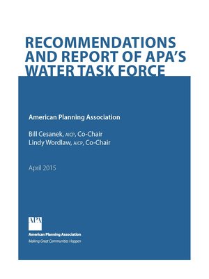cover image of Recommendations and Report of APA's Water Task Force